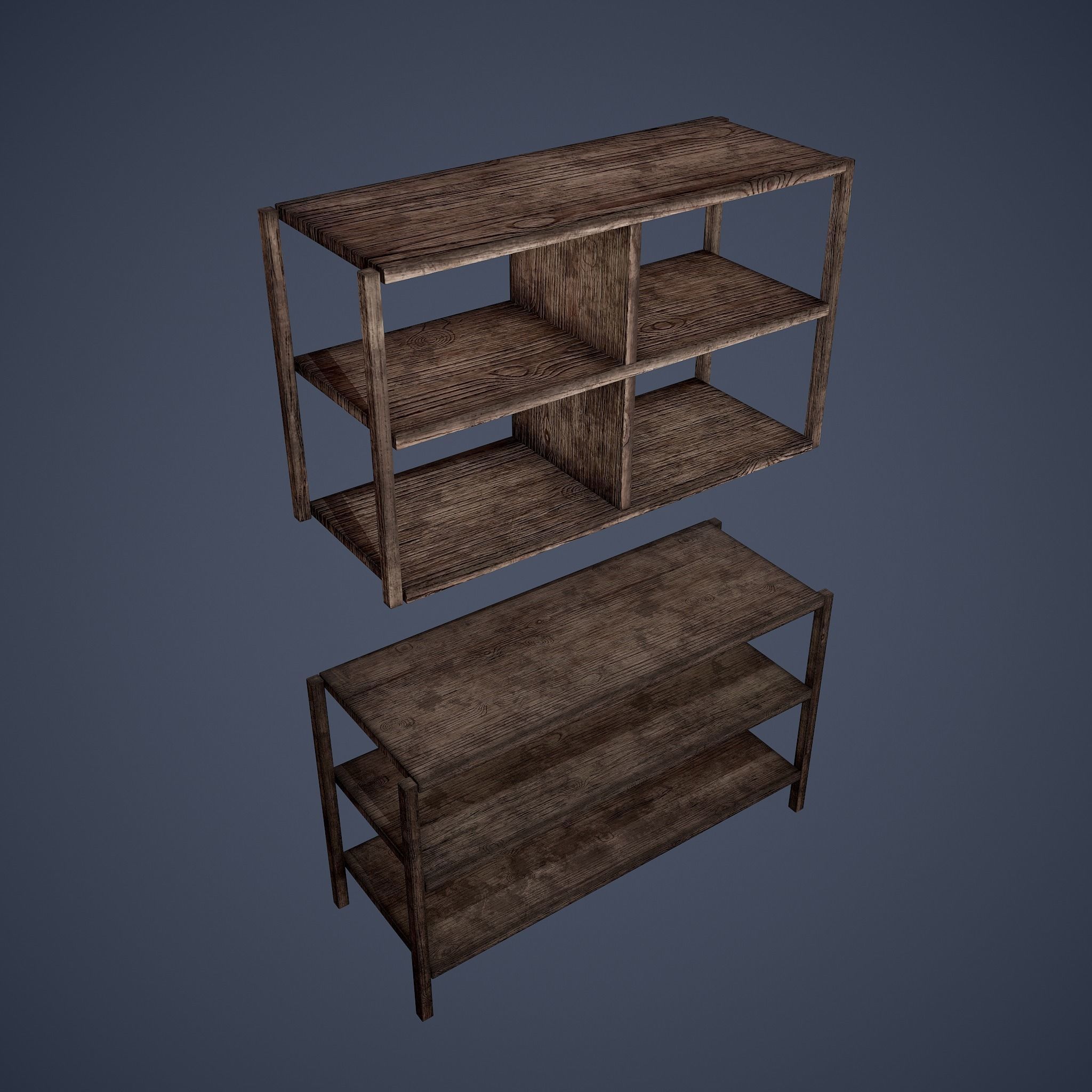 Tavern Shelf 2 Piece Set Low-poly 3D model_10