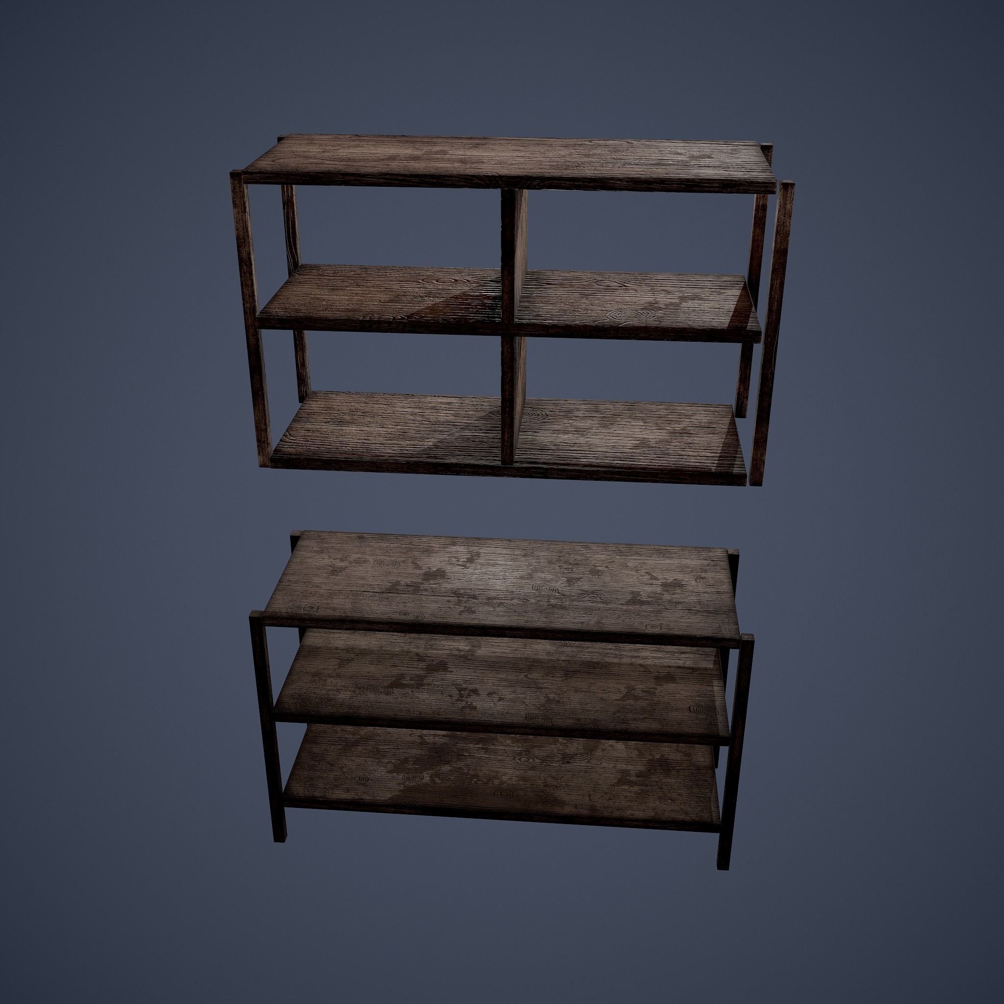 Tavern Shelf 2 Piece Set Low-poly 3D model_2