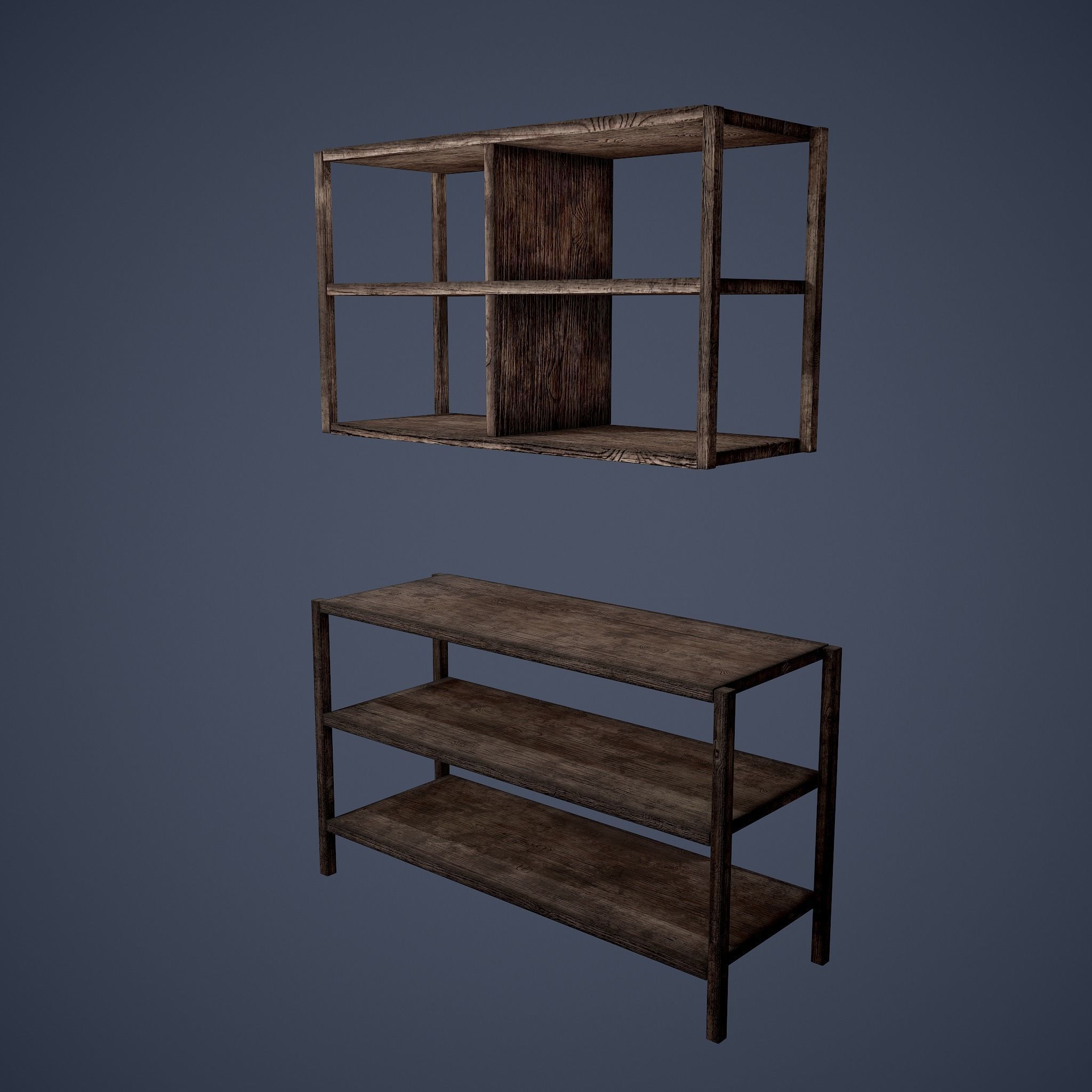 Tavern Shelf 2 Piece Set Low-poly 3D model_9