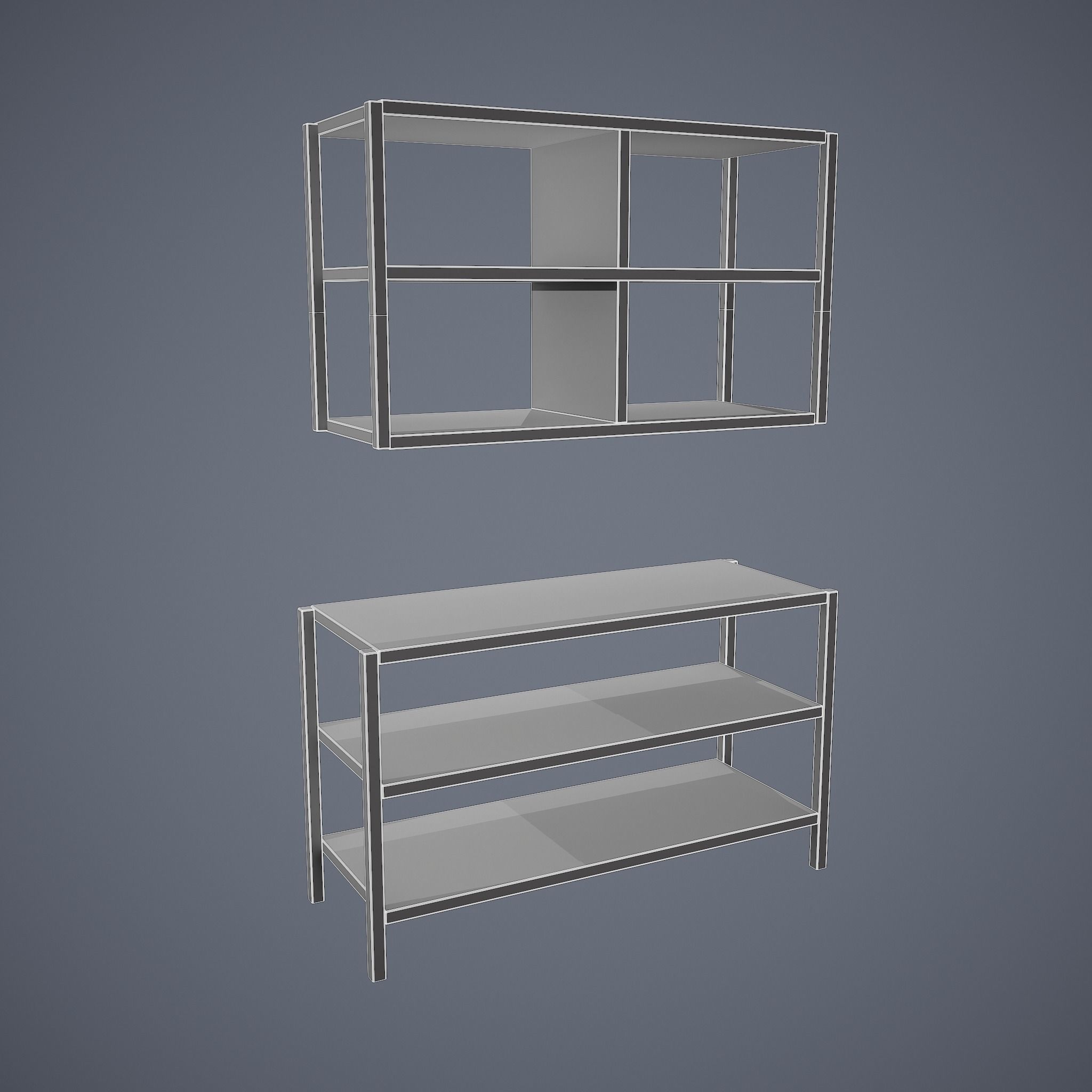 Tavern Shelf 2 Piece Set Low-poly 3D model_32