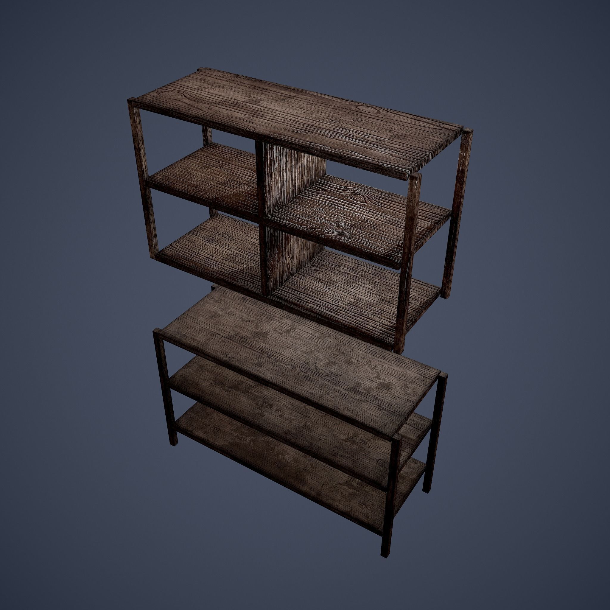 Tavern Shelf 2 Piece Set Low-poly 3D model_3