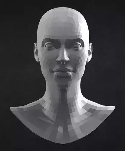 Female Caucasian Head low poly Low-poly 3D model