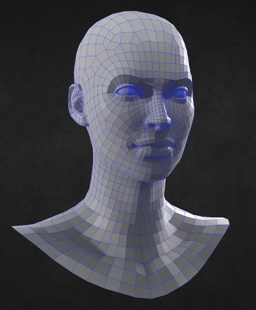 Female Caucasian Head low poly Low-poly 3D model_2