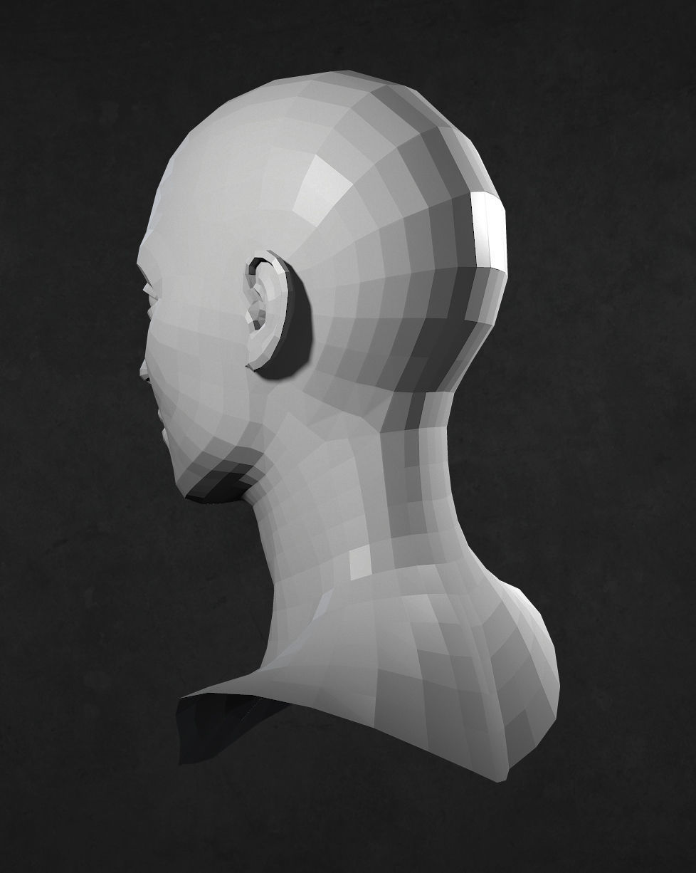 Female Caucasian Head low poly Low-poly 3D model_3