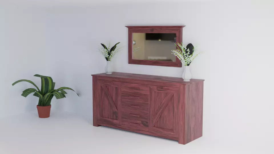 Wooden Sideboard 3D model_0