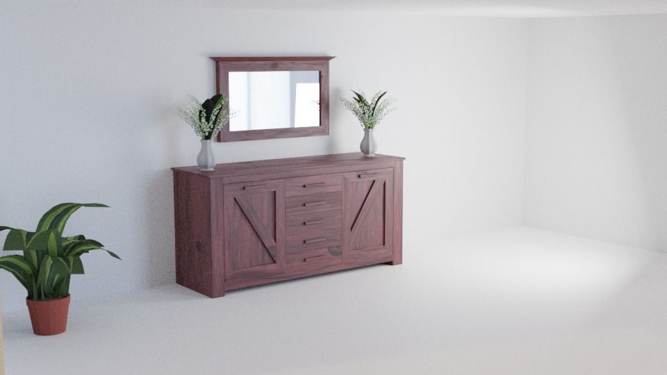 Wooden Sideboard 3D model_1