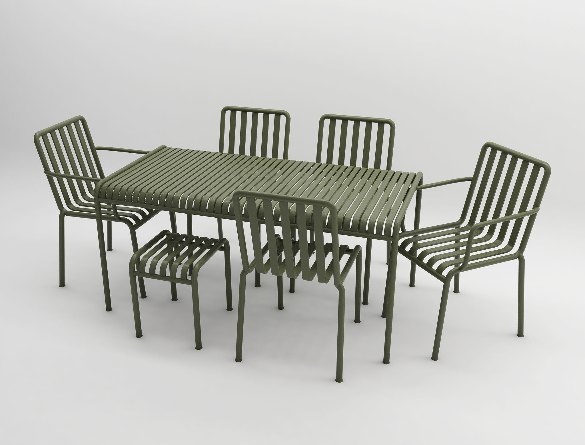 olive palissade table chair set hay design model 3D model_1