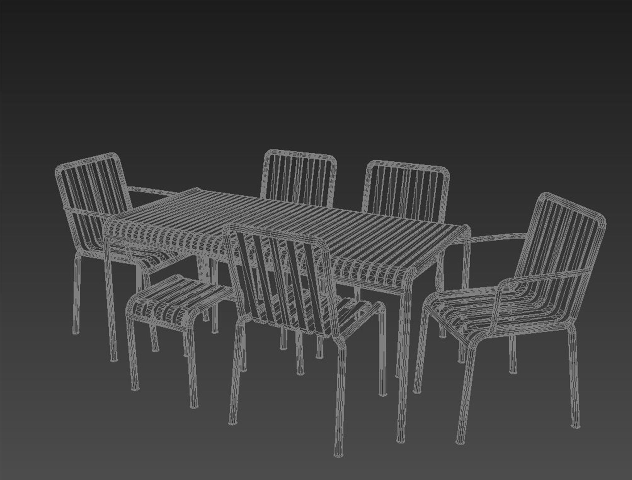 olive palissade table chair set hay design model 3D model_2