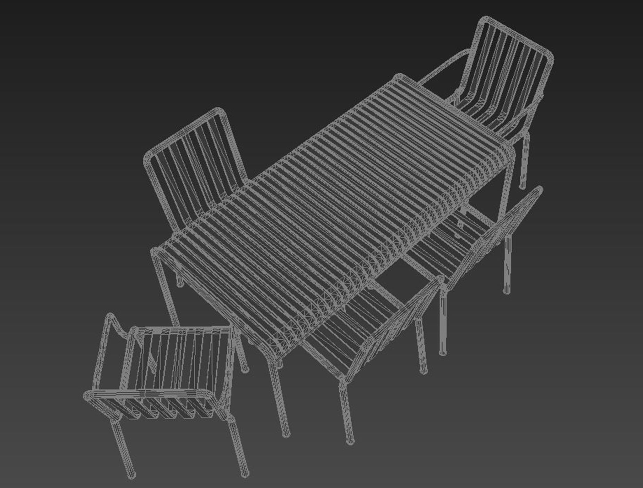 olive palissade table chair set hay design model 3D model_3