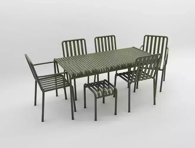 olive palissade table chair set hay design model 3D model