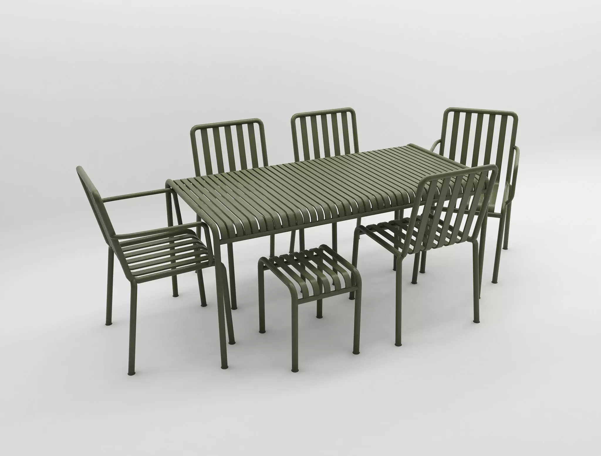 olive palissade table chair set hay design model 3D model_0