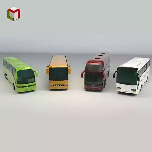 Low Poly Bus Pack 02 3D Model Collection