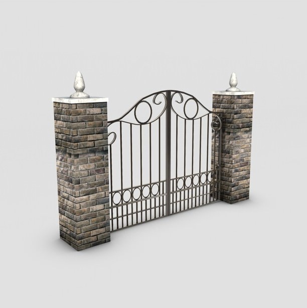 Wrought Iron Gate Low-poly 3D model_2