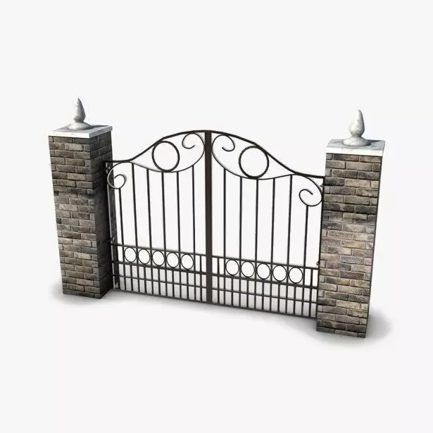 Wrought Iron Gate Low-poly 3D model_0