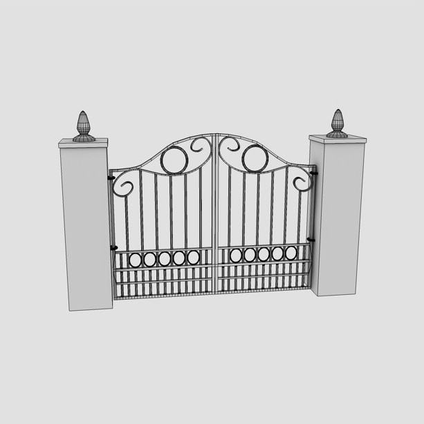 Wrought Iron Gate Low-poly 3D model_4