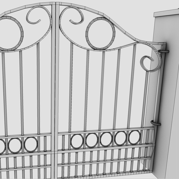 Wrought Iron Gate Low-poly 3D model_5