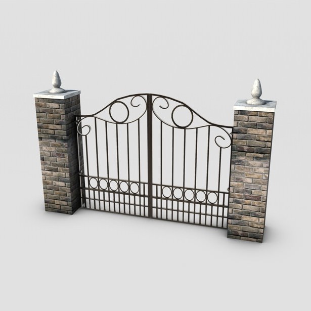 Wrought Iron Gate Low-poly 3D model_1