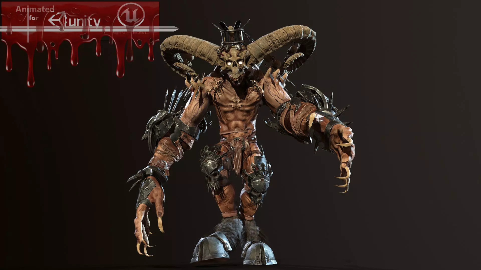 HighDemon demon with horns Low-poly 3D model
