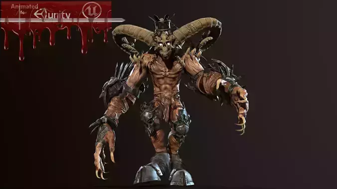 HighDemon demon with horns Low-poly 3D model