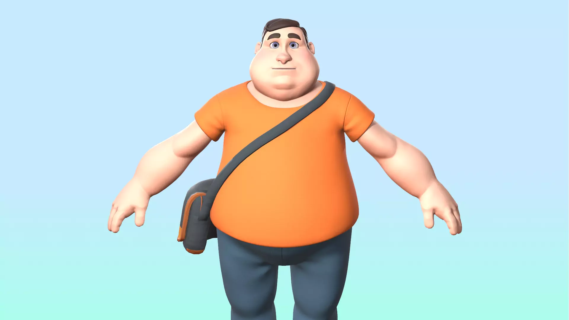 Cartoon male character Low-poly 3D model_0