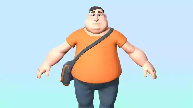 Cartoon male character Low-poly 3D model