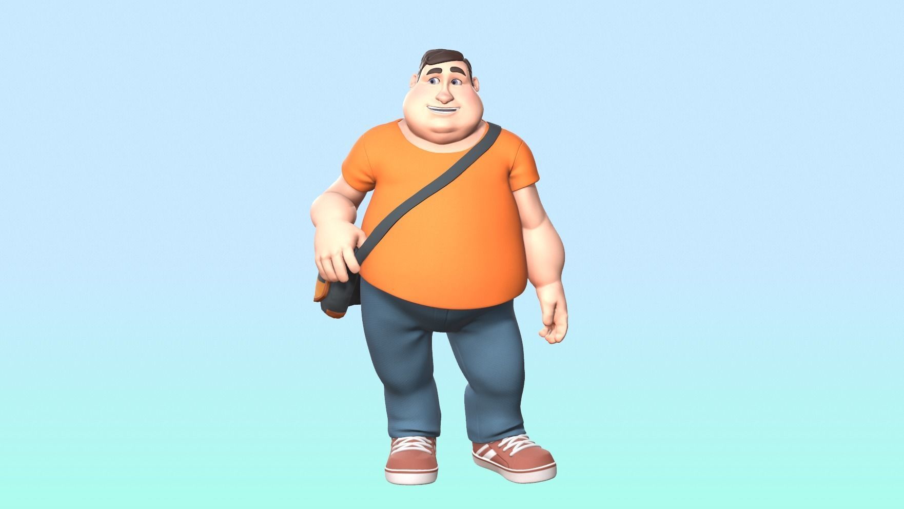 Cartoon male character Low-poly 3D model_2