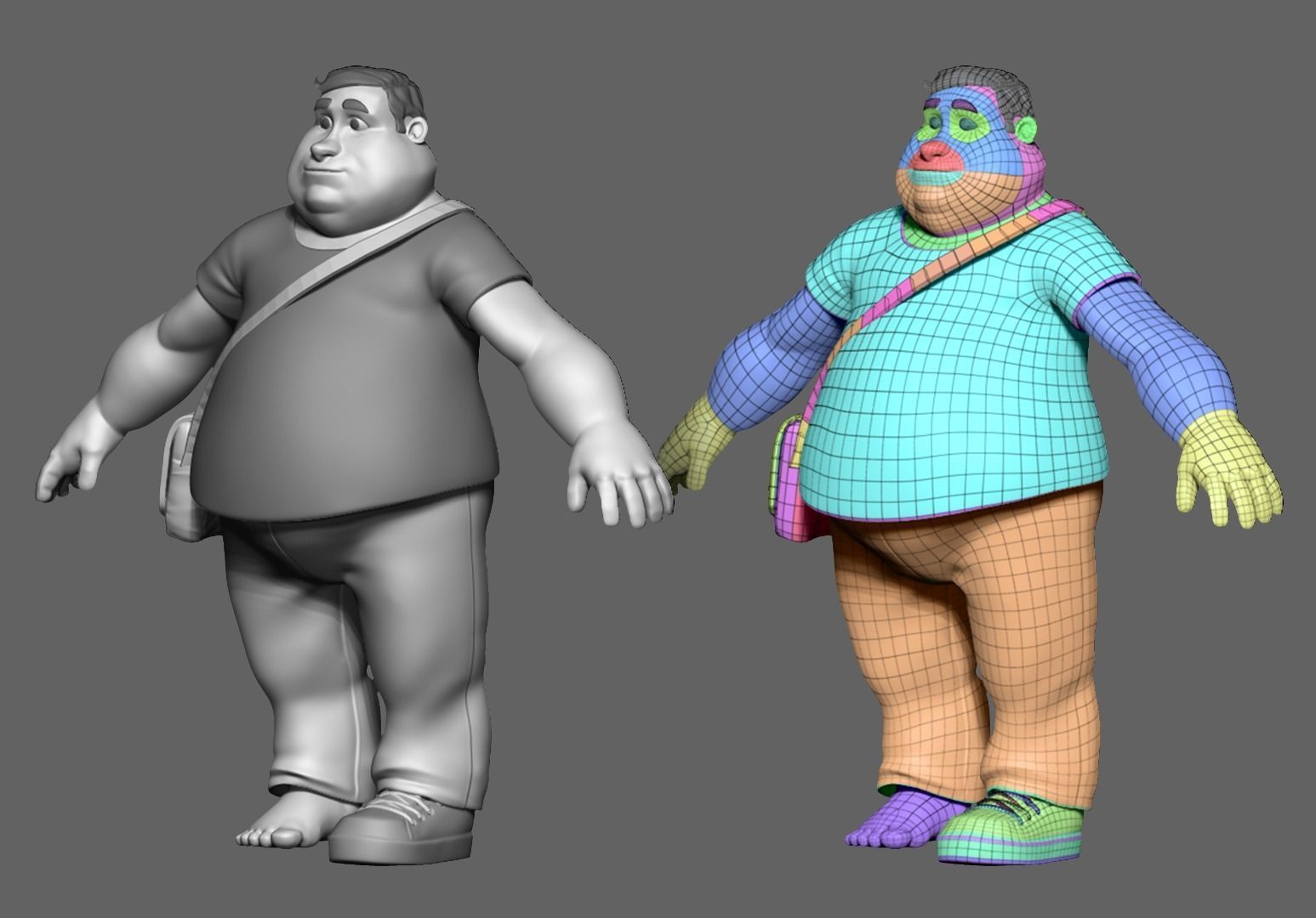 Cartoon male character Low-poly 3D model_5