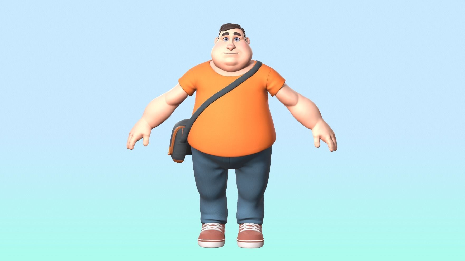 Cartoon male character Low-poly 3D model_6