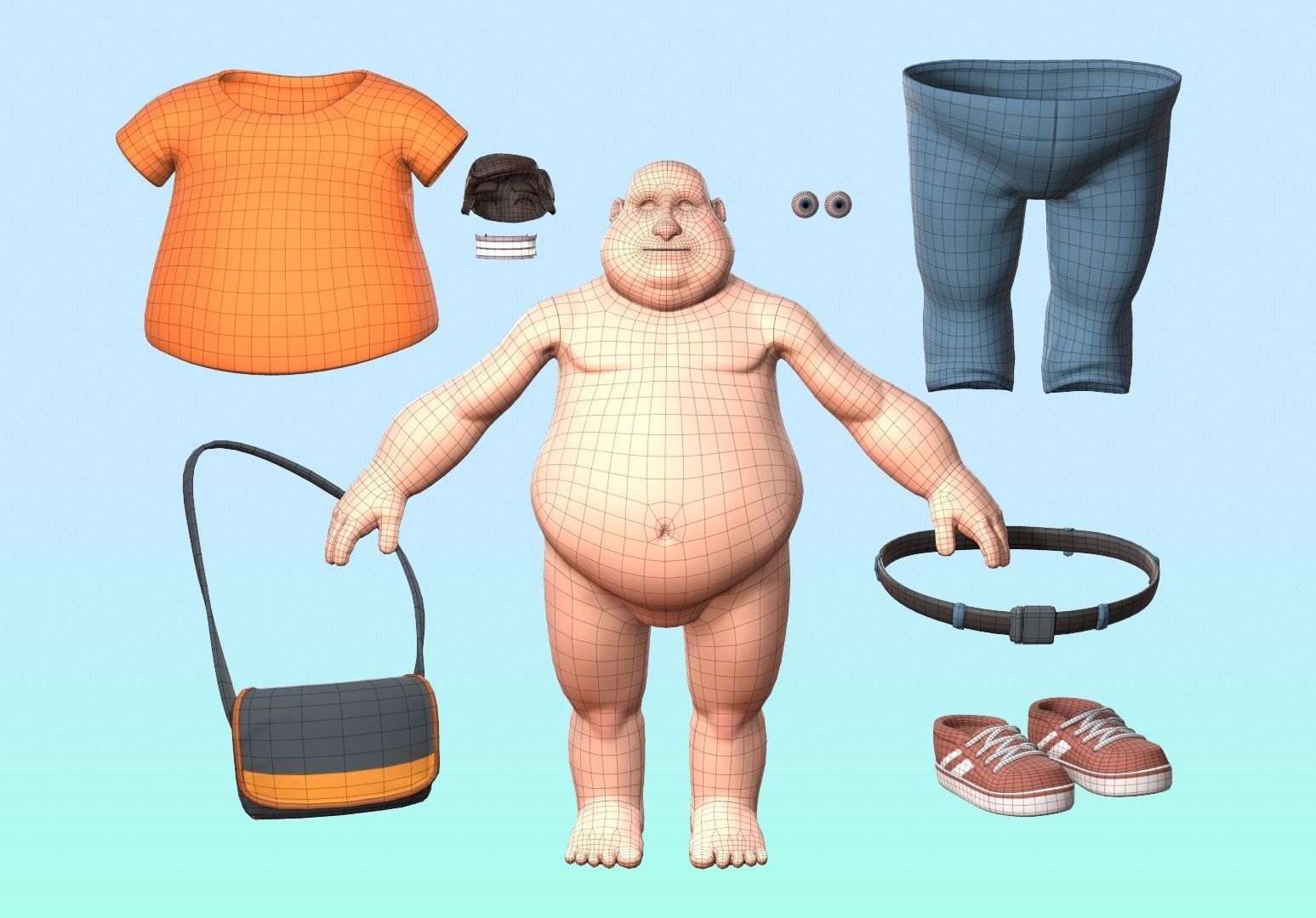 Cartoon male character Low-poly 3D model_12