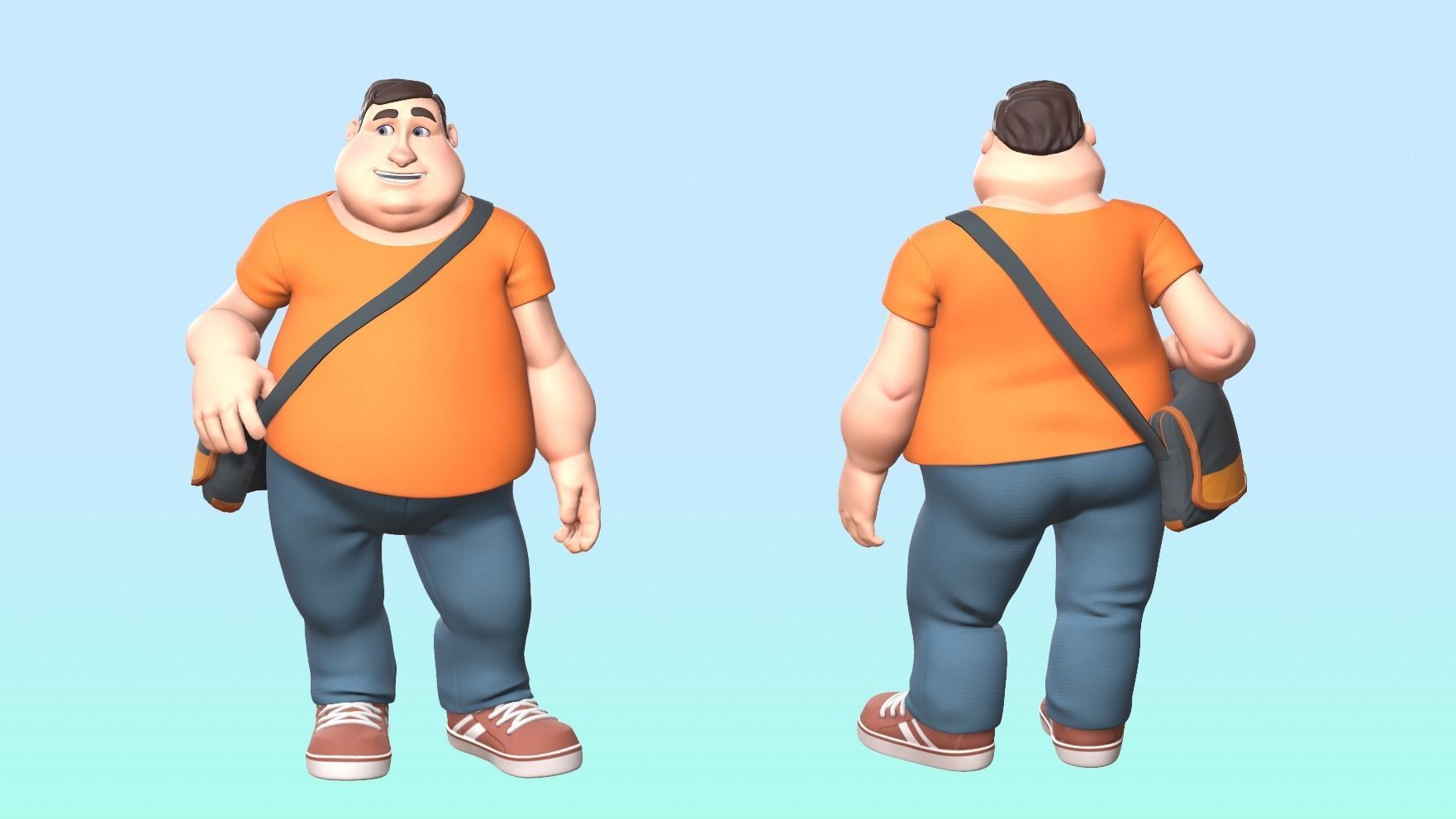 Cartoon male character Low-poly 3D model_3