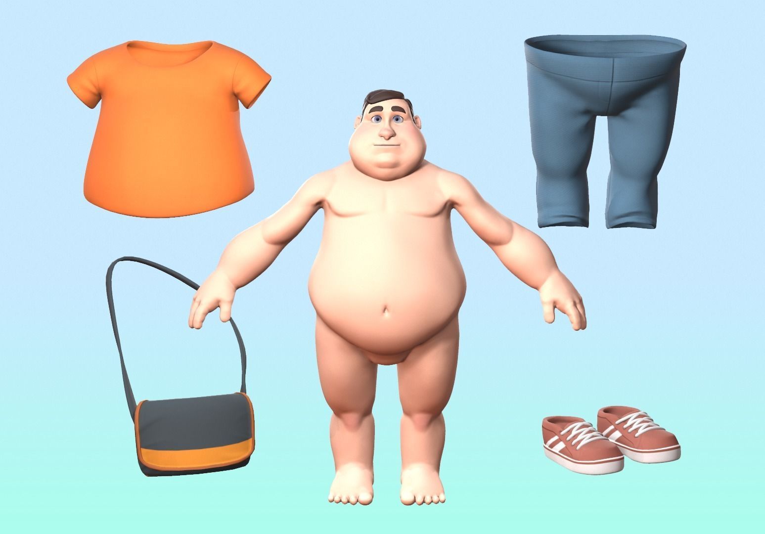 Cartoon male character Low-poly 3D model_11