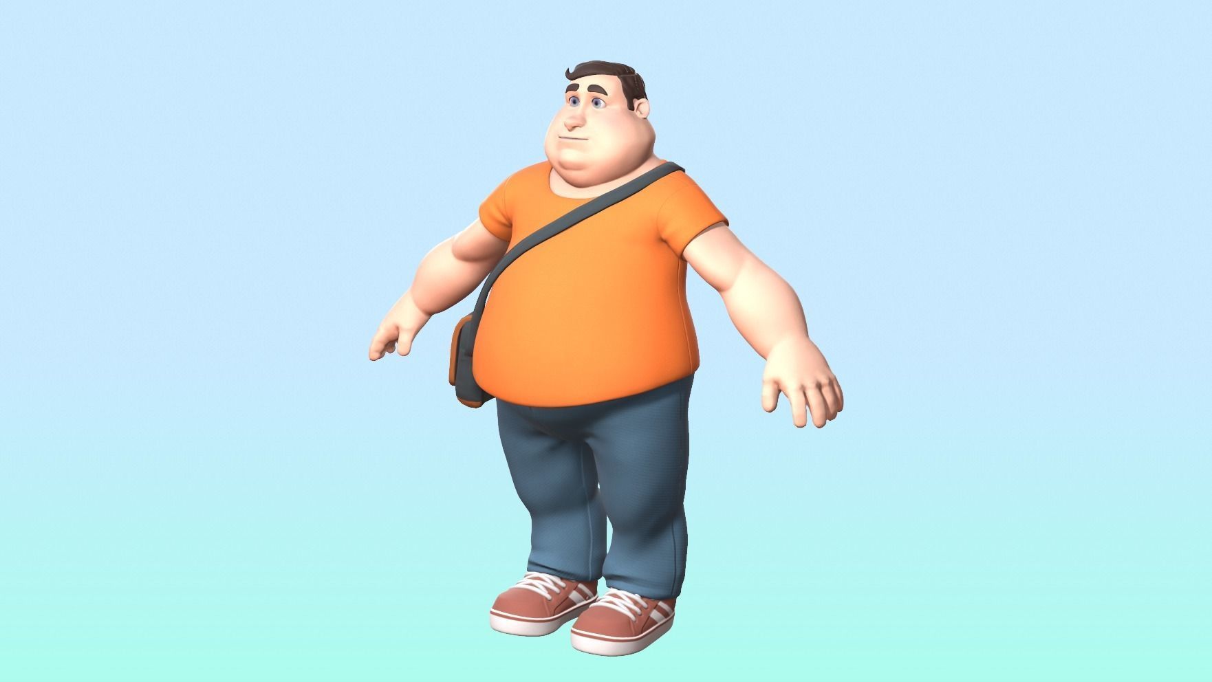 Cartoon male character Low-poly 3D model_7
