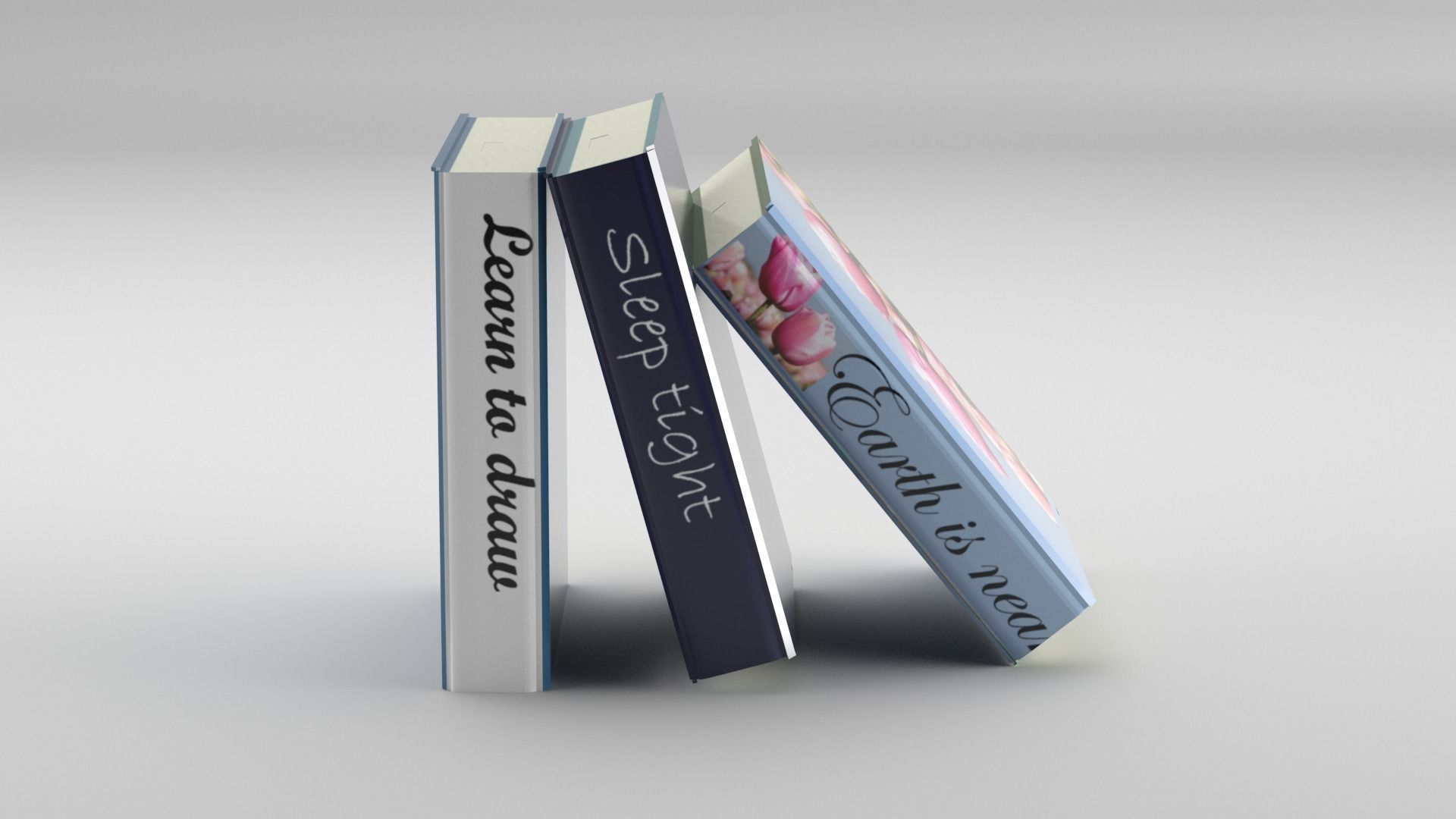 Books three stacked 3D model_1