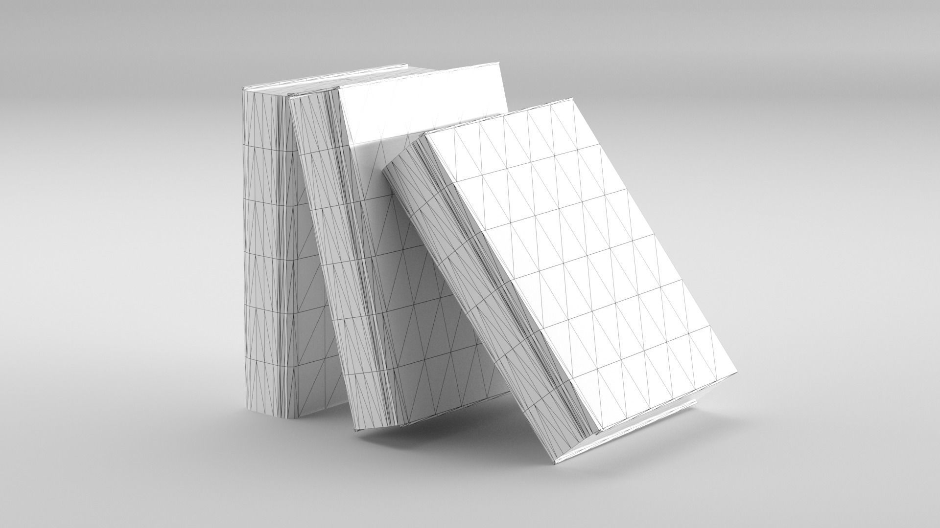 Books three stacked 3D model_3