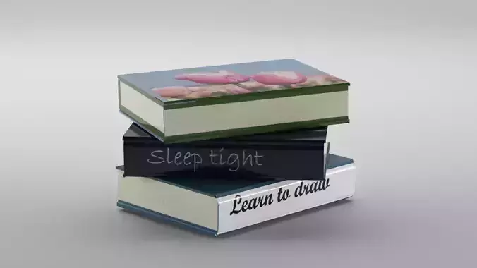 Books three stacked 3D model