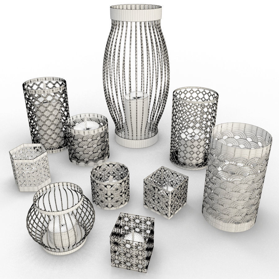 Metallic Candle Holder  3D model_1