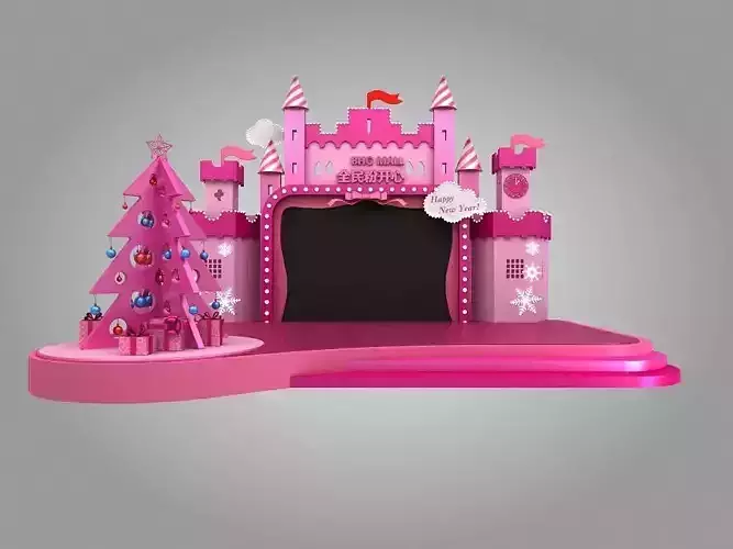  pink castle stage shoppingmall decoration
