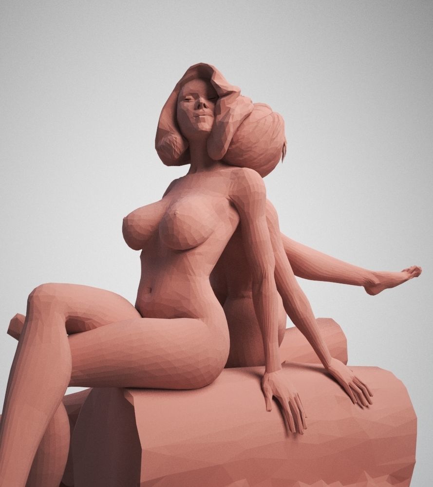 two naked girls 3D print model_1