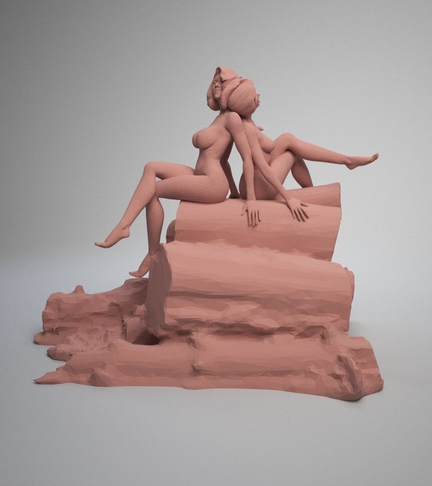 two naked girls 3D print model_6