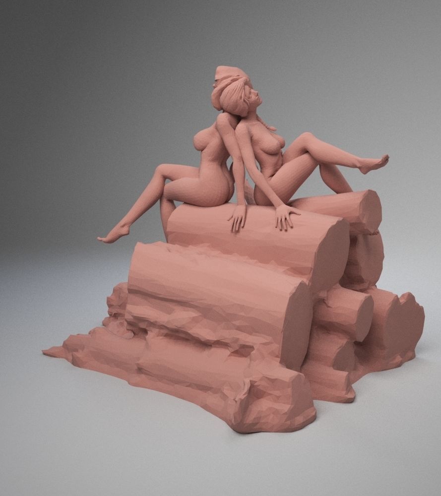 two naked girls 3D print model_8