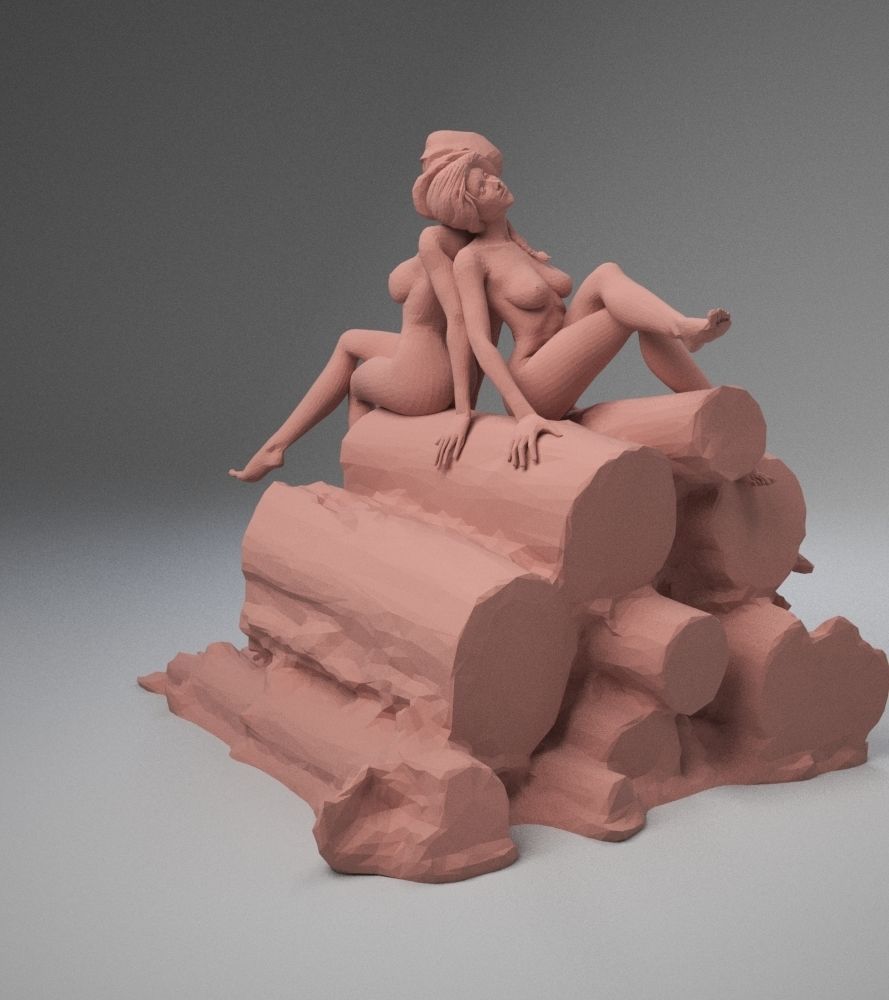 two naked girls 3D print model_9