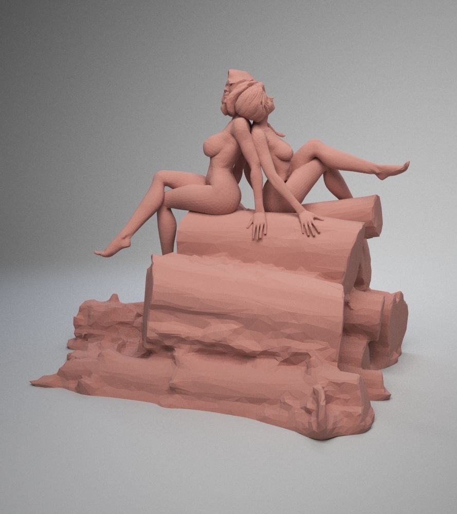 two naked girls 3D print model_7