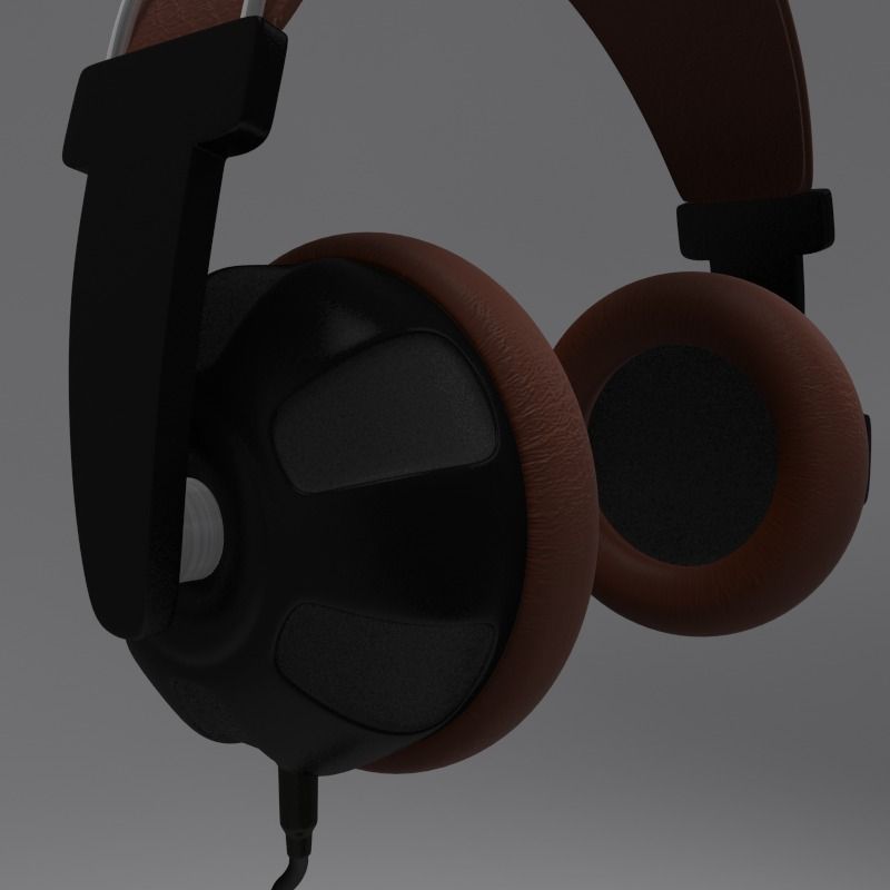 Headphone and Cord Low-poly 3D model_0