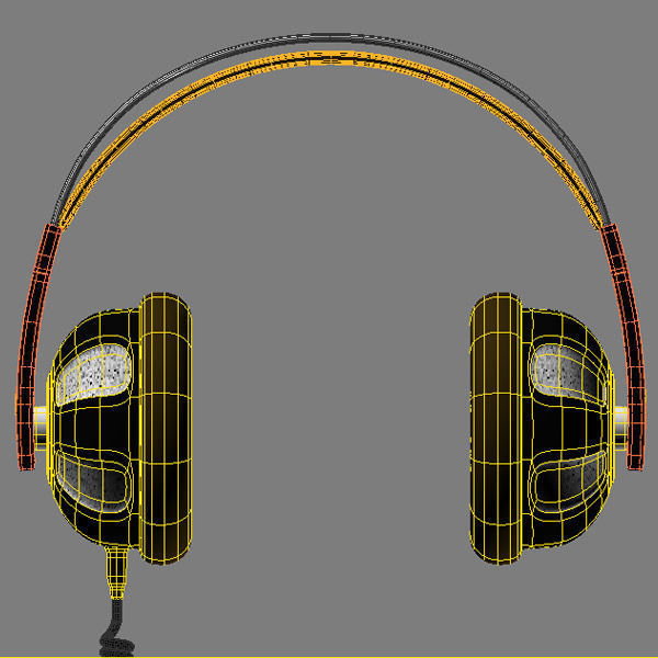 Headphone and Cord Low-poly 3D model_10