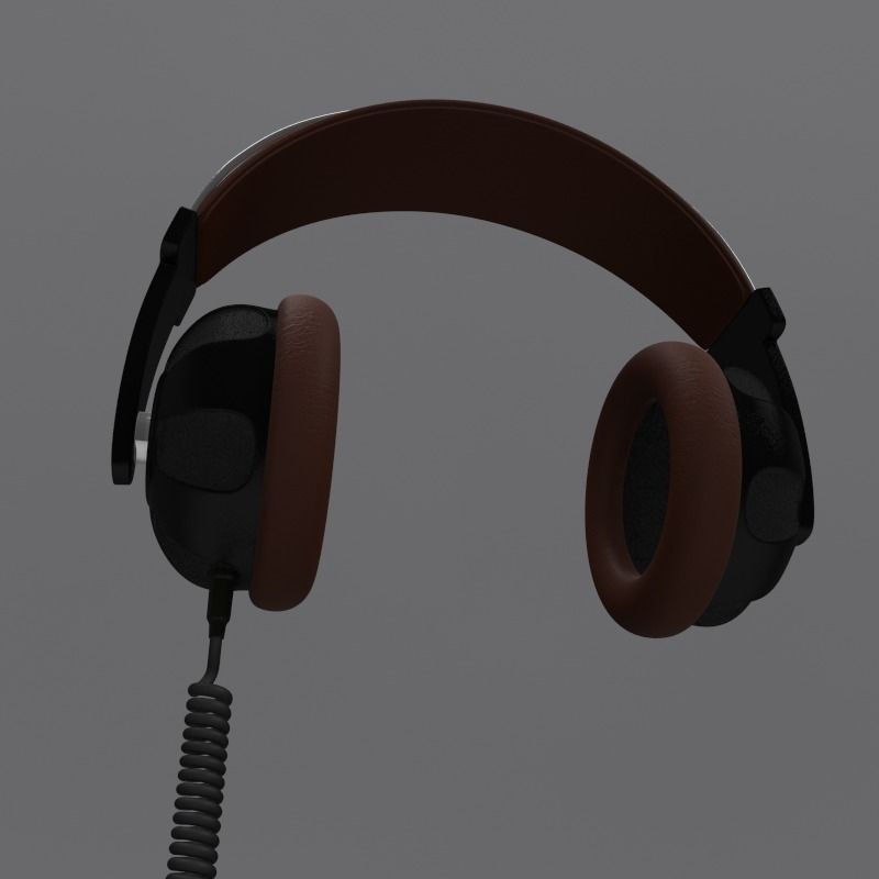 Headphone and Cord Low-poly 3D model_1