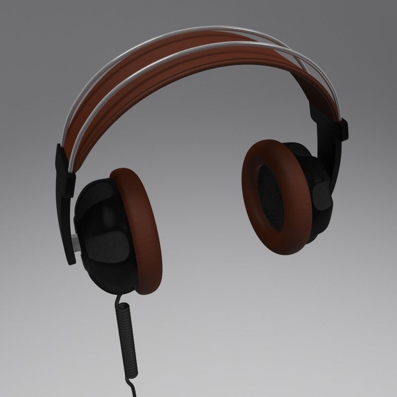 Headphone and Cord Low-poly 3D model_2