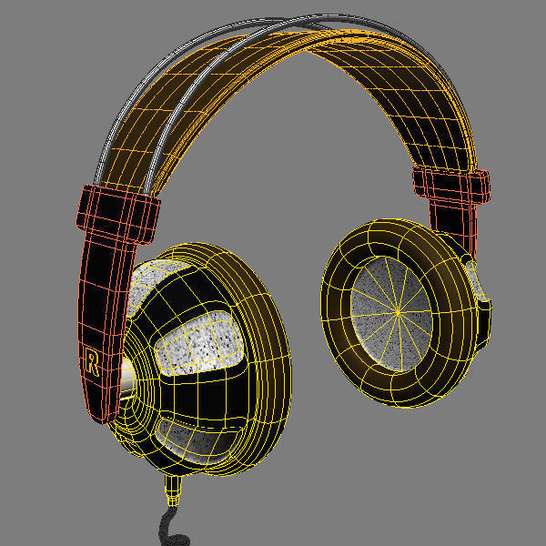 Headphone and Cord Low-poly 3D model_9