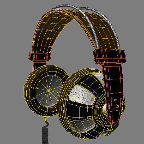 Headphone and Cord Low-poly 3D model_14