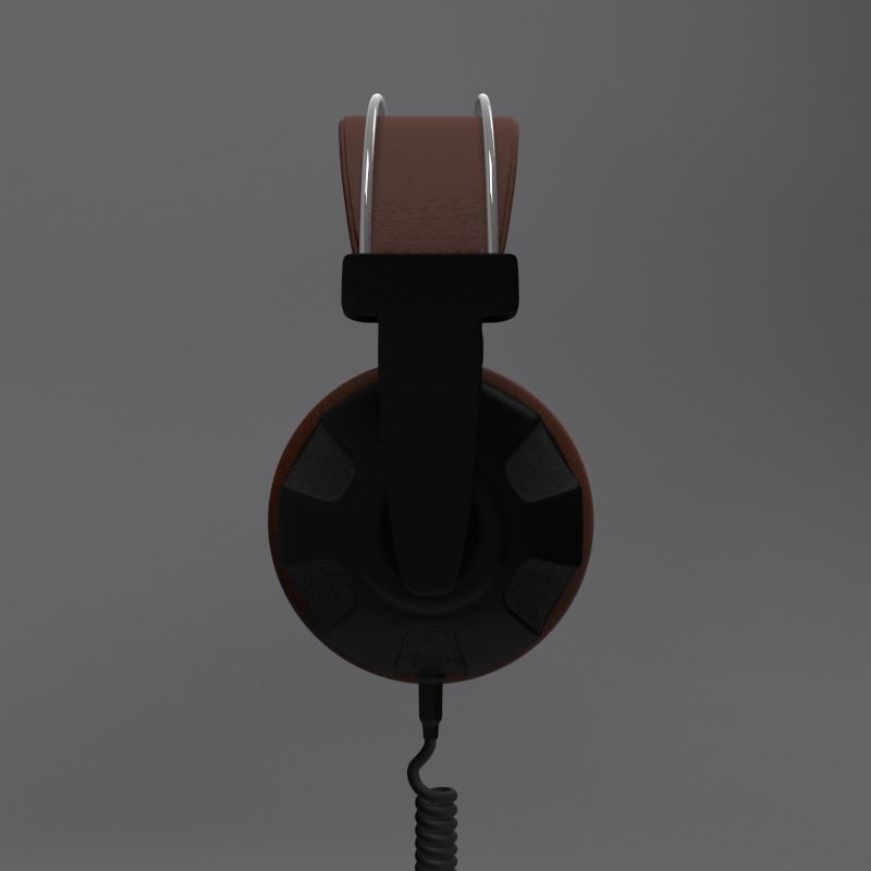 Headphone and Cord Low-poly 3D model_3