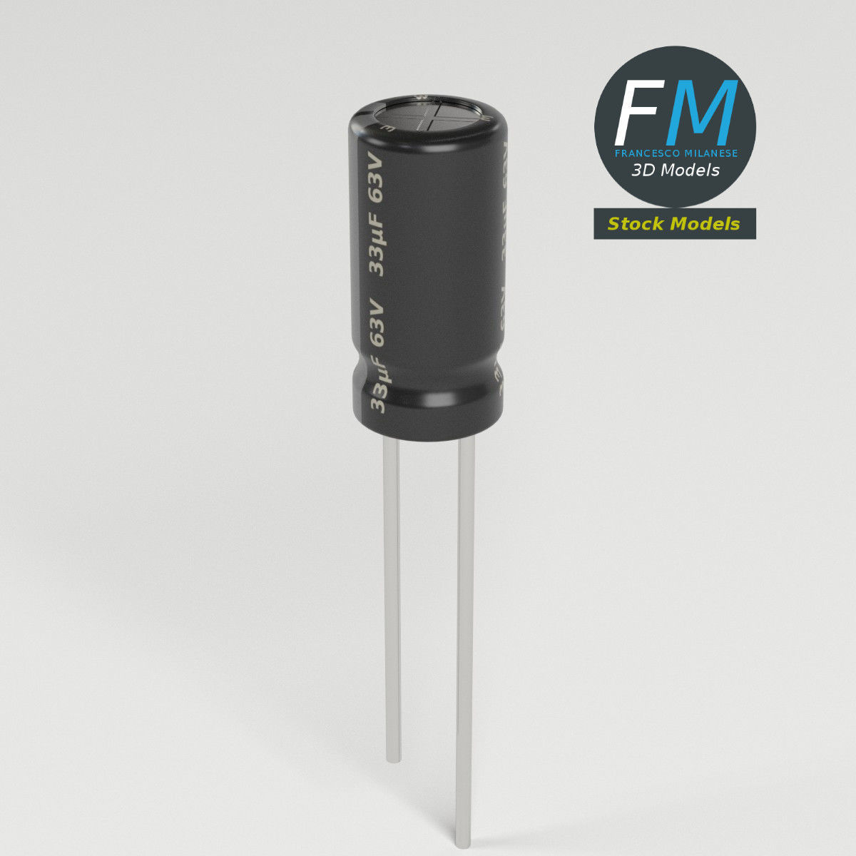 Electrolytic capacitor 3D model_2